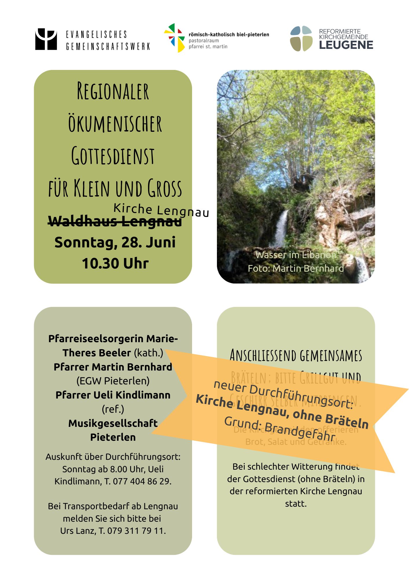 Sie betrachten gerade Sonntag, 28. Juni – Regionaler ökumenischer Gottesdienst für Klein und Gross